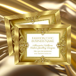 Elegant Mode Juveler Designer Guld Ädelstenar Visitkort