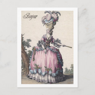 Elegant mode Marie Antoinette gratulationskort Vykort