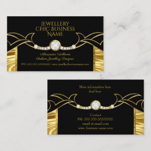 Elegant mode smyckesdesigner guld och svart visitkort