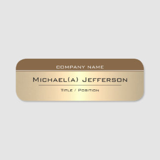 Elegant Mode Stil Brown & Luxury Guld Metallic Namnbricka