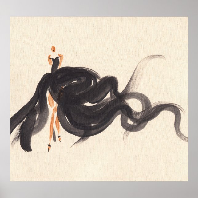 Elegant Mode: Vattenfärgen Dam Poster (Framsidan)