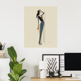 Elegant Mode Woman Illustration - minimalistisk Poster