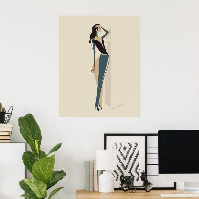Elegant Mode Woman Illustration - minimalistisk Poster (Hemmakontoret)