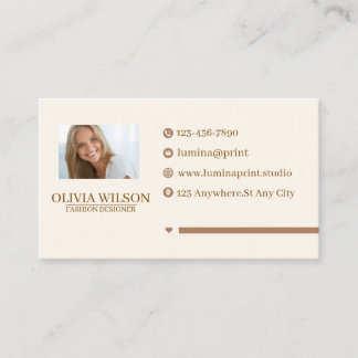 Elegant Modedesigner Minimalist Foto Boho Visitkort