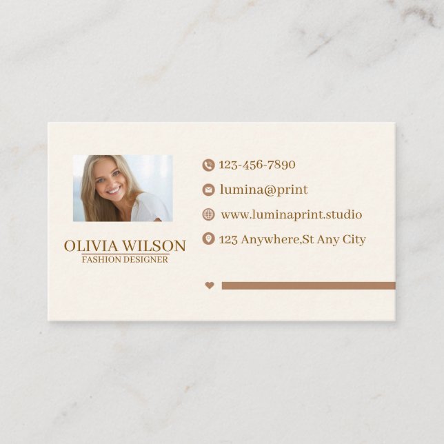 Elegant Modedesigner Minimalist Foto Boho Visitkort (Framsida)