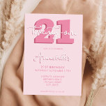 Elegant Modern 21:a födelsedag med skript Inbjudningar<br><div class="desc">Modern Pastel Rosa 21:a födelsedagsinbjudan. Mall för minimalistisk 21-årsinbjudan med kalligrafi av elegantens handskrivna skriptteckensnitt.</div>