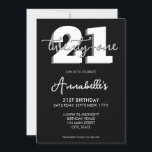 Elegant Modern 21:a födelsedag med skript Inbjudningar<br><div class="desc">Modern svart och vit inbjudan på 21:a födelsedagen. Mall för minimalistisk 21-årsinbjudan med kalligrafi av elegantens handskrivna skriptteckensnitt.</div>