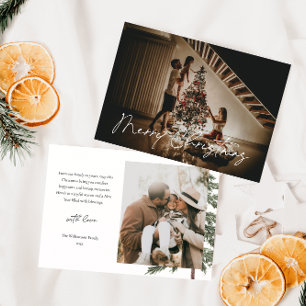 Elegant Modern 2-foto - vattenfärgsjul Julkort