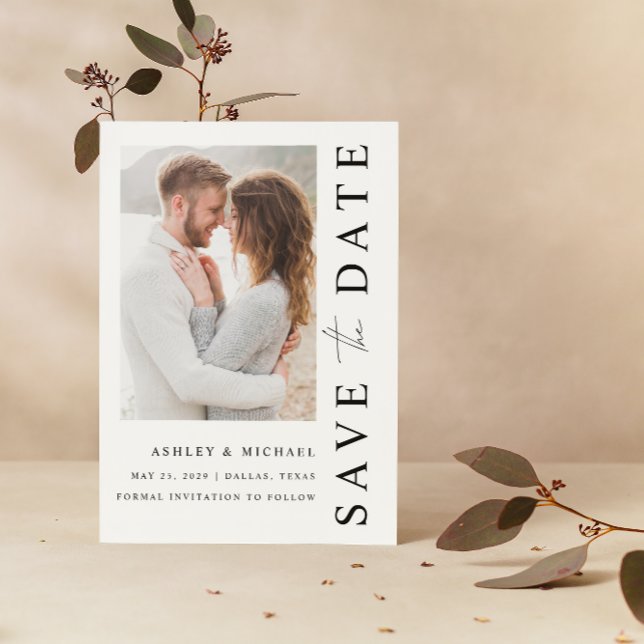 Elegant Modern 2 Photo Bröllop spara datum Datumet (Save Your Date in Style! Elegant & Personalizable Wedding Card. 💍💌 [Add Details])