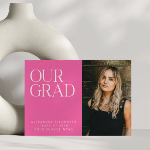 Elegant Modern 2 Photo Shock rosa Simple Studenten Meddelande