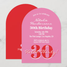 Elegant Modern 30-års Födelsedag Rosa Röd Typograf