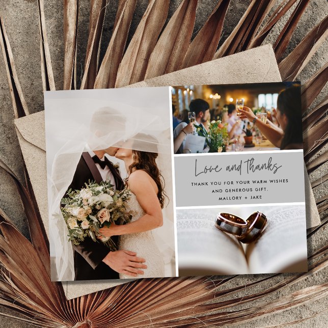 Elegant Modern 4 Photo Bröllop Tack (Skapare uppladdad)