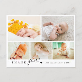 Elegant & Modern 5-bilds collage Baby Shower Vykort