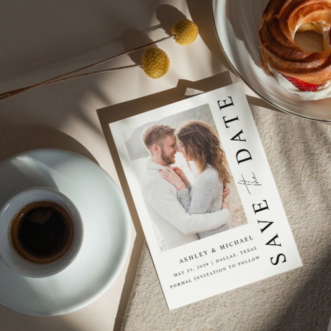 Elegant Modern 5 Photo Bröllop spara datum Datumet (Save Your Date in Style! Elegant & Personalizable Wedding Card. 💍💌 [Add Details])