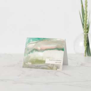 Elegant Modern Abstrakt Art Emerald Grönt Namn Anteckningskort