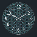 Elegant Modern Abstrakt Blue Art Deco Mönster | Stor Klocka<br><div class="desc">Om du vill göra ytterligare anpassningar klickar du på knappen "Anpassa" och användor verktyg som är utformat för att ändra mallen. Om alternativen är tillgängliga kan du ändra text och bild genom att helt enkelt klicka på "Redigera/ta bort text eller bild här" och lägga till en egen. Om du vill...</div>