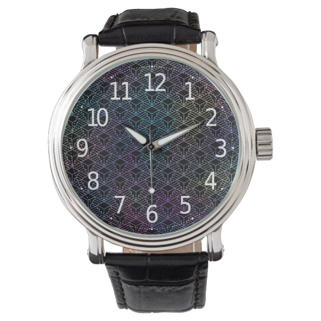 Elegant Modern Abstrakt Färgrik Art Deco Mönster Armbandsur (Framsida)