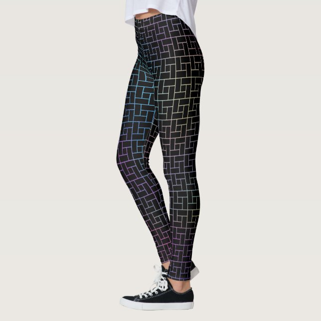 Elegant Modern Abstrakt Färgrik Korg Mönster | Leggings (Vänster)