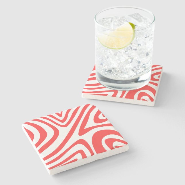 Elegant modern abstrakt för vallmoröd vavevy stenunderlägg (Sidan)