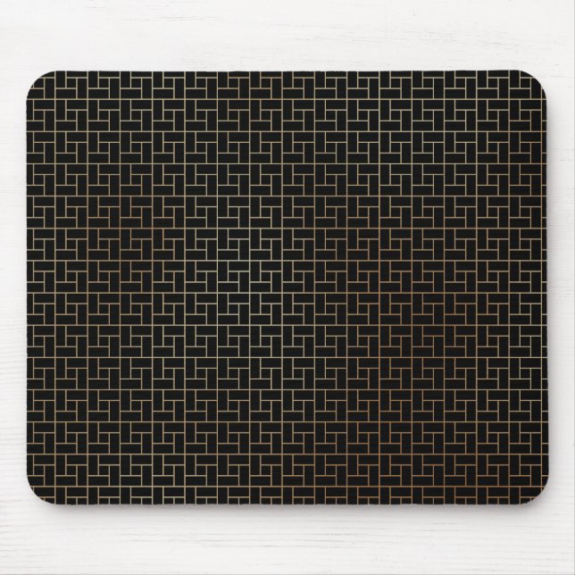 Elegant Modern Abstrakt Guld Basket Weave Mönster Musmatta (Framsidan)