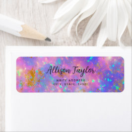 Elegant Modern Abstrakt Guld Fire Opal Gemstone Returadress Etikett