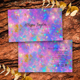 Elegant Modern Abstrakt Guld Fire Opal Gemstone Visitkort