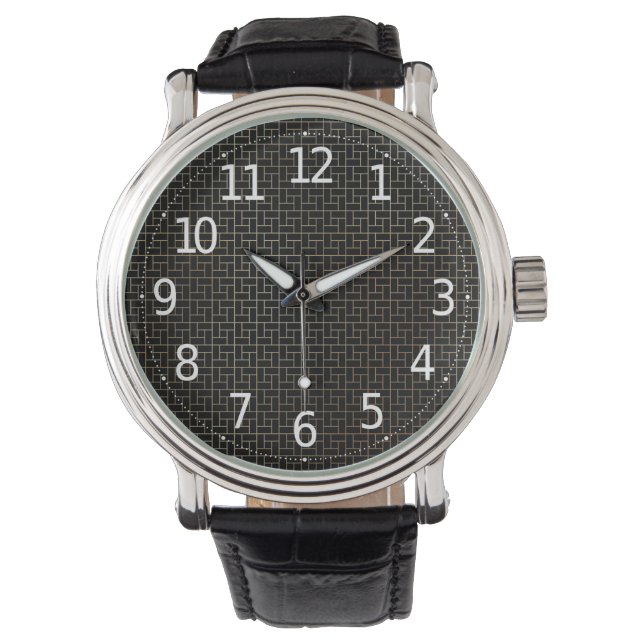 Elegant Modern Abstrakt Guld Korgvävt Mönster Armbandsur (Framsida)