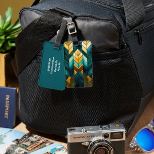 Elegant Modern Abstrakt Guld Teal Geometrisk Bagagebricka