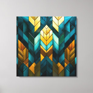 Elegant Modern Abstrakt Guld Teal Geometrisk Canvastryck