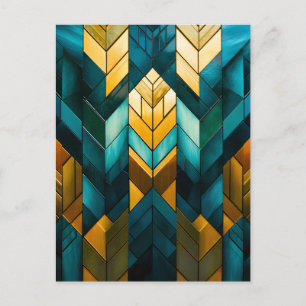 Elegant Modern Abstrakt Guld Teal Geometrisk Helg Vykort