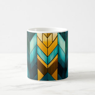 Elegant Modern Abstrakt Guld Teal Geometrisk Kaffemugg