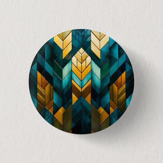 Elegant Modern Abstrakt Guld Teal Geometrisk Knapp (Framsida)