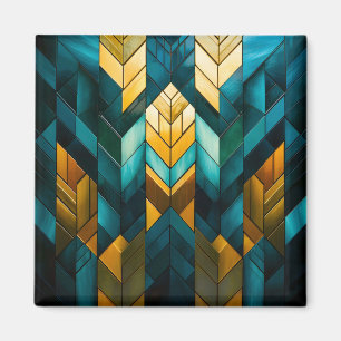 Elegant Modern Abstrakt Guld Teal Geometrisk Magnet