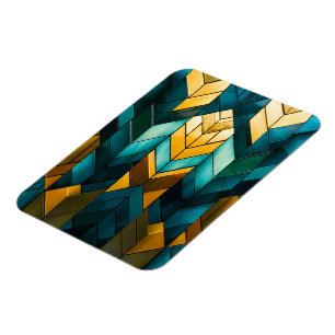 Elegant Modern Abstrakt Guld Teal Geometrisk Magnet