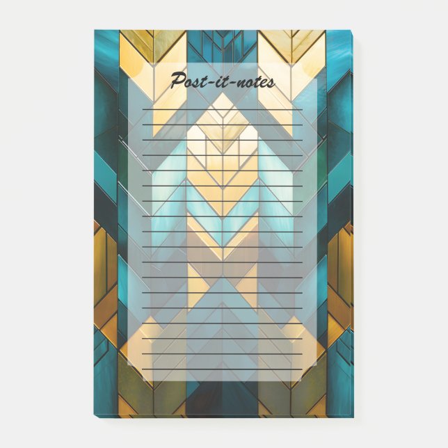 Elegant Modern Abstrakt Guld Teal Geometrisk Post-it Block (Framsida)