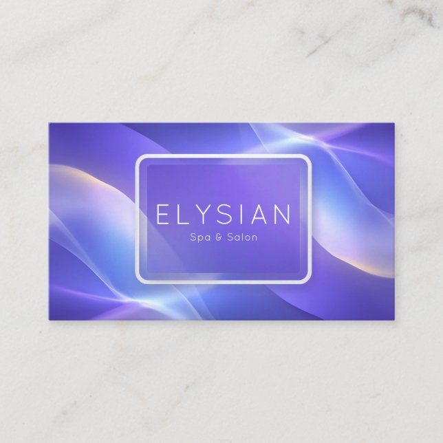 Elegant Modern Abstrakt Lila Lysande Våg Visitkort (Framsida)