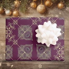 Elegant Modern Abstrakt Plum och Beige jul Presentpapper