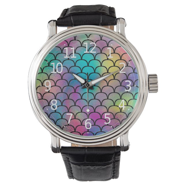 Elegant Modern Abstrakt Rainbow Scales Mönster | Armbandsur (Framsida)