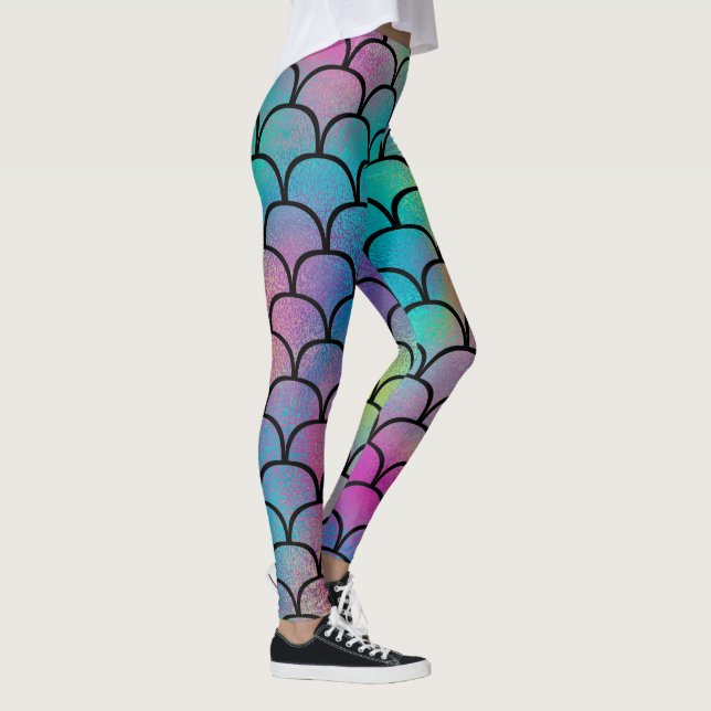 Elegant Modern Abstrakt Rainbow Scales Mönster | Leggings (Höger)