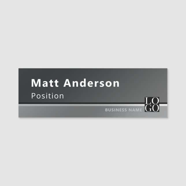 Elegant modern affärsfoto logotyp Qrcode svart grå Namnbricka (Framsida)
