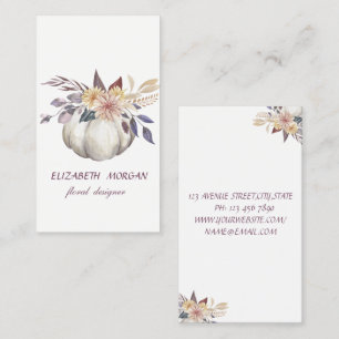 Elegant Modern Akvarell Blommig Pumpa, Vit Visitkort