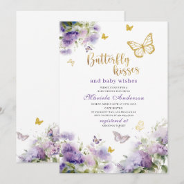 Elegant Modern  Akvarell Fjäril kyssar Baby S Inbjudningar