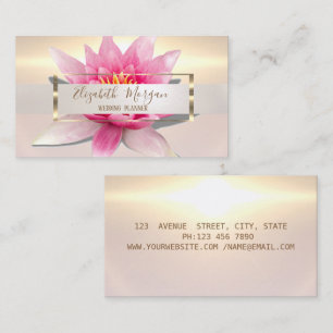 Elegant Modern Akvarell Lotus Guld Ram Visitkort