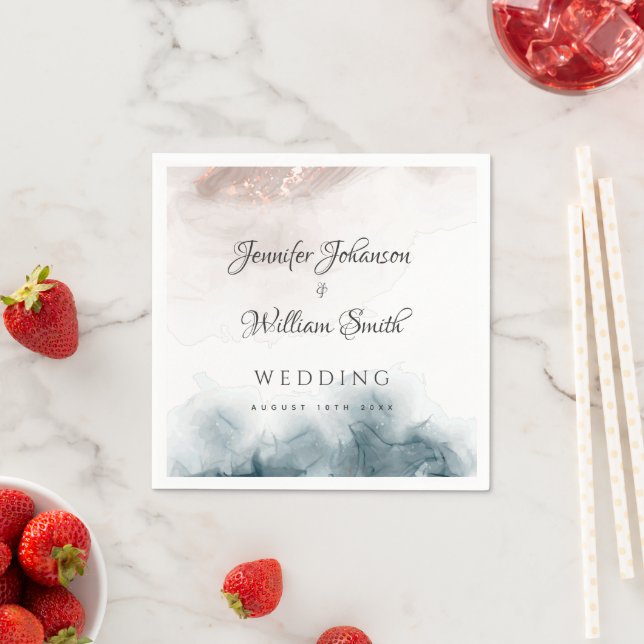 Elegant Modern Alkohol Bläck Guld  Blue Minimal Pappersservett (Insitu)