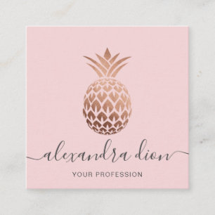 Elegant modern ananas av rosa av kopparkoppar frå fyrkantigt visitkort