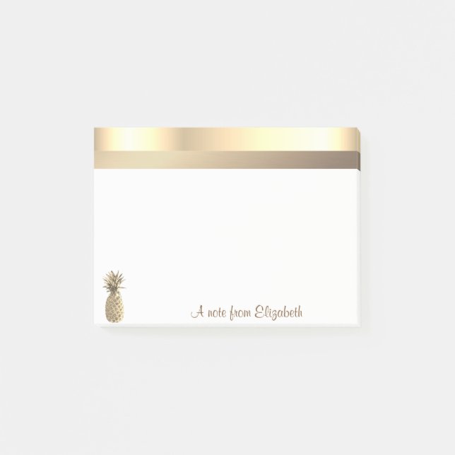 Elegant Modern ananas Guld-Personlig -  Post-it Block (Framsida)
