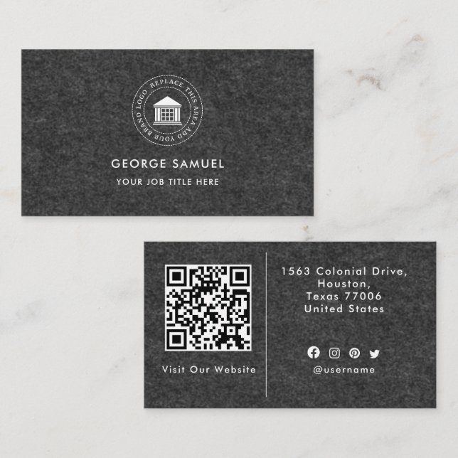 Elegant Modern Anpassad Logotyp Minimalistisk Enke Visitkort (Fram/baksida)