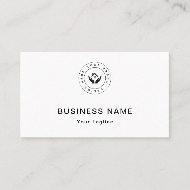 Elegant Modern Anpassad Logotyp Minimalistisk Enke Visitkort (Framsida)