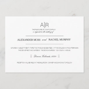 Elegant Modern Anpassningsbar Initialer Inbjudningar