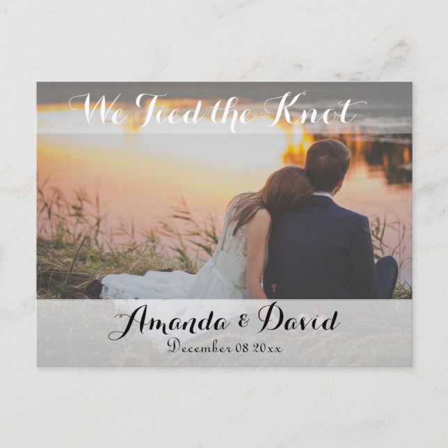 Elegant Modern Anpassningsbar Photo Bröllop annons Vykort (Framsida)